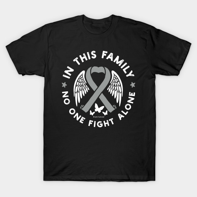 In This Family No One Fights Alone Shirt Brain Cancer Warrior T-Shirt by Vixel Art